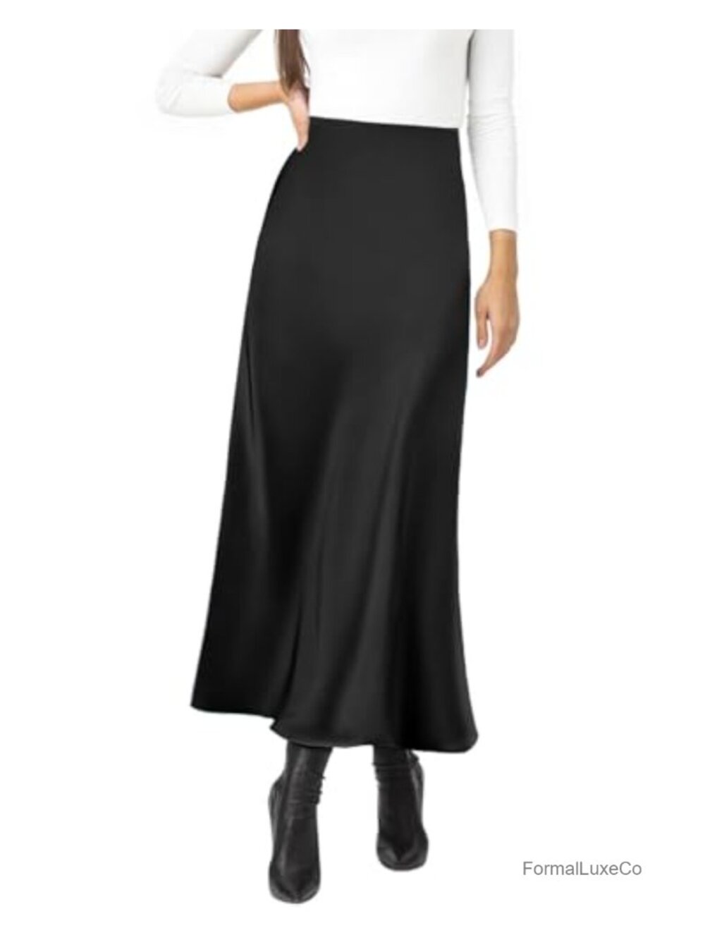Women's Satin High Waisted Maxi Skirt A-Line Long Skirt